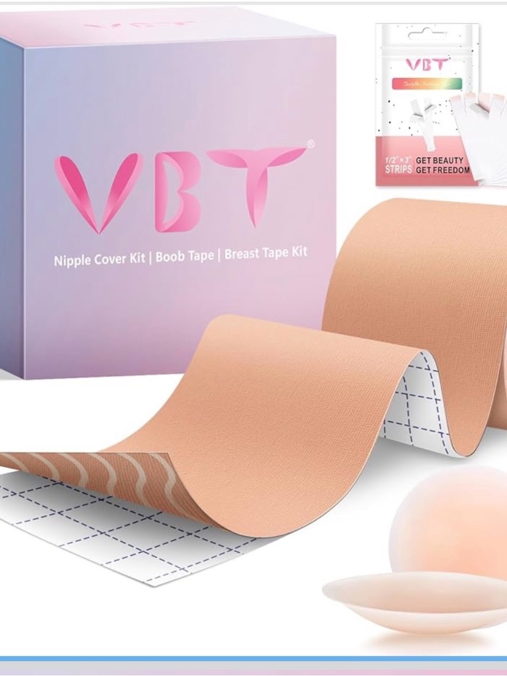 Nude Breast Tape & Nipple Cover Kit - Beige
